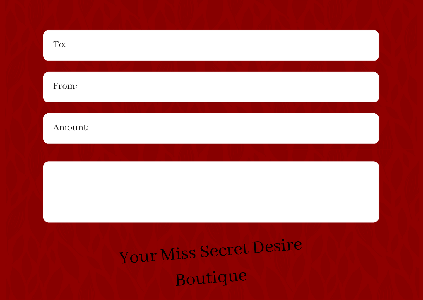 SECRET & DESIRE Lingerie Gift Card